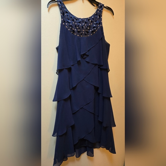Blue Cocktail Dress with Sheer Wrap - Size 12 - Picture 4 of 6